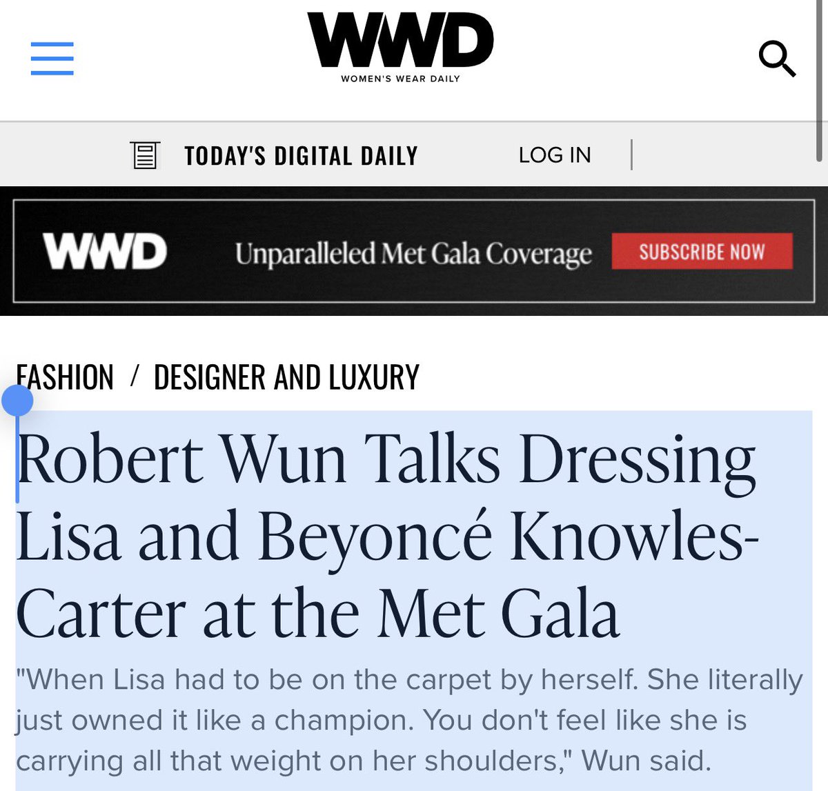 LaliceUpdates's tweet photo. Robert Wun Talks Dressing Lisa and Beyoncé Knowles-Carter at the Met Gala via @wwd:

"When #LISA had to be on the carpet by herself. She literally just owned it like a champion. You don't feel like she is carrying all that weight on her shoulders," Wun said.

But the designer said the look he proposed for Lisa, the only BP member this year who didn’t wear a look from the brands they endorse, is “something truly special.”

“When I propose a design for a moment worth fighting for, especially on the carpet, such as the Met Gala, I would try to propose something that maybe the artist has never tried before, or not usually a direction they would be willing to explore. I was very pleasantly surprised when they [Lisa’s team] actually confirmed to go ahead with that look,” Wun said.

“Everything leading up to finally getting to meet her a few days before the Met Gala in New York. She (LISA) has been nothing but sweet, kind and willing. Although the veil and armpiece are so heavy. I think it’s about five kilograms in weight. At the end, when she had to be on the carpet by herself. She literally just owned it like a champion. You don’t feel like she is carrying all that weight on her shoulders. She simply shone, and I have so much respect for her,” he added.
The look in question was a fully crystallized embroidery sheer gown and veil in ivory, capturing the concept of “the bride lifting up her own veil.” The piece consisted of 66,960 white Swarovski crystal embroidery with a total of 2,860 hours of handwork.

🔗 https://t.co/8TWOloADG5

@wearelloud

HOST COMMITTEE LISA
#LISAxMetGala2026
#MetGala #MetGala2026