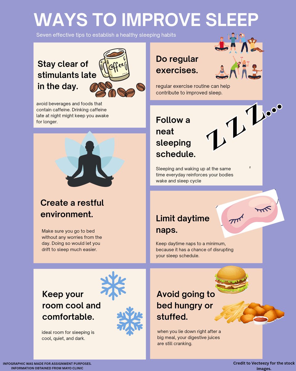 SquirrelOfTrvth's tweet photo. Sleeping is an important part of the daily routine. Good sleep could make or break the day in it being productive or tiring. 

Here are steps on how to improve your sleep for a better day! 

#JournRising
#JRN500B 
#GoodSleep
@JRN500 https://t.co/B2c7uwhVtn
