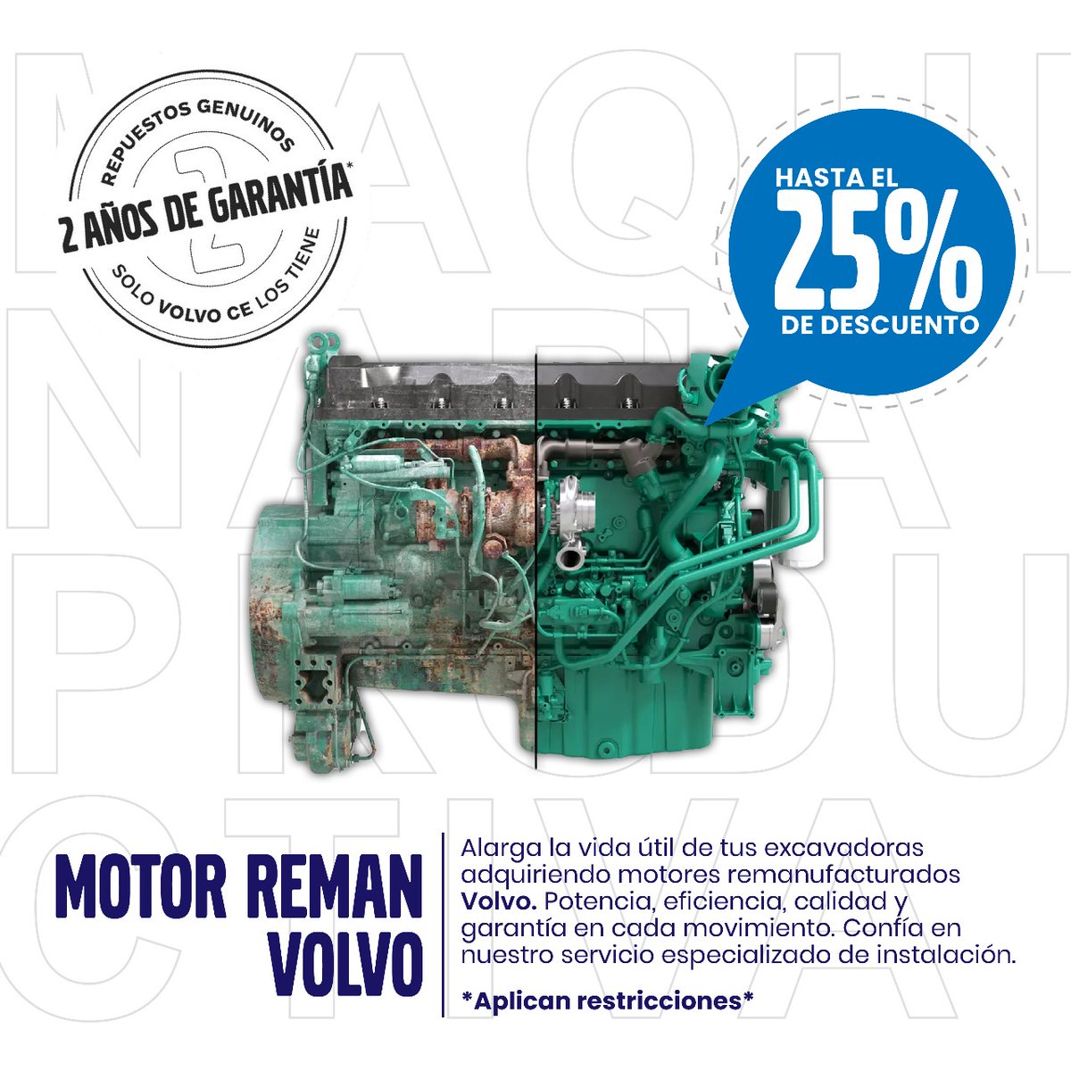 ecuaire's tweet photo. Renueva el motor de tu excavadora con la calidad y confiabilidad del motor reman Volvo. ¡Potencia garantizada para tus proyectos! #Volvo #Excavadoras https://t.co/D21NBARZEm