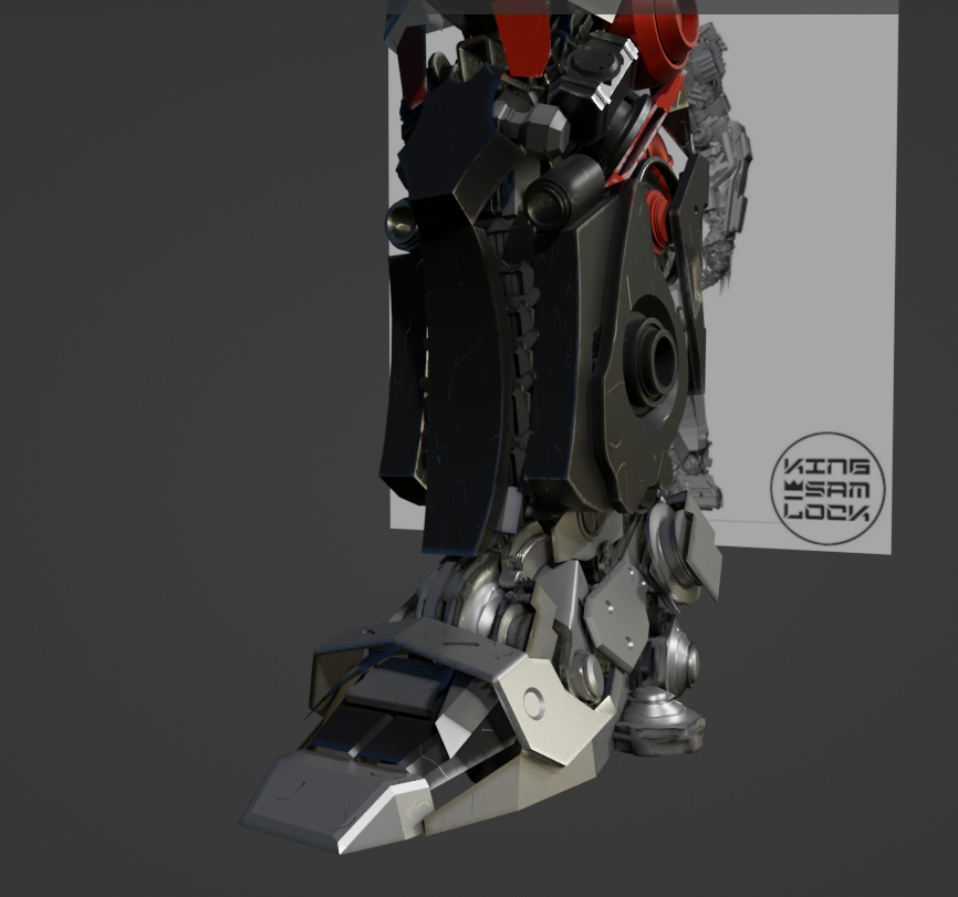 PaulGaming319's tweet photo. Made some huge progress on my BBM Megatron design in blender. I redesigned the thigh and the foot and a bit of the shin of the leg, as well as the cannon https://t.co/cgaVmwwudm