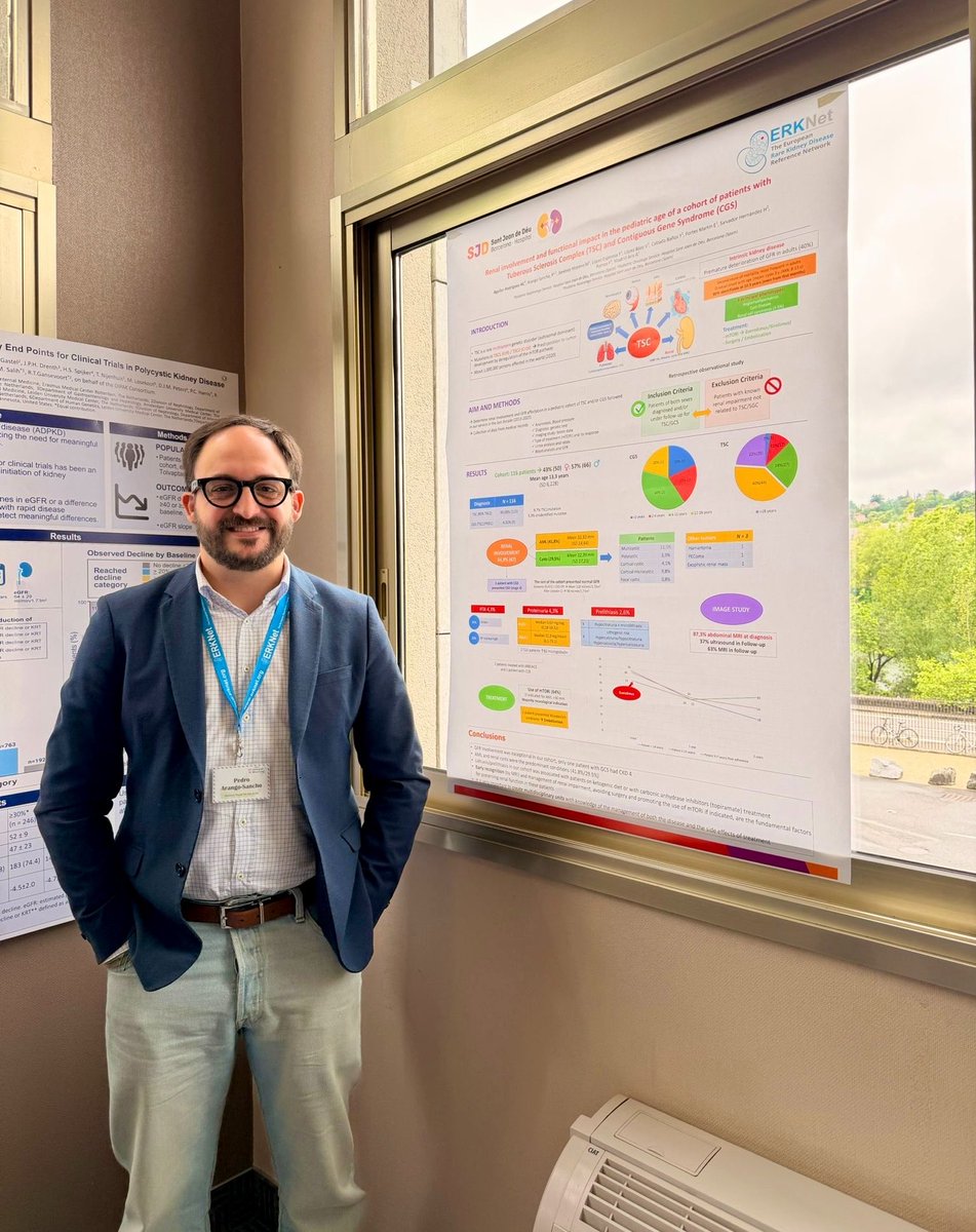 SJDNefrologia's tweet image. El Dr Pedro Arango 👨🏻‍⚕️ desde Lyon 🇫🇷 👋🏼 Nuestro servicio 🫘, como parte de las redes de referencia europeas en enfermedades raras, presente en la 10 reunión anual de la ERKNet 2026 🤓🧬 
#Poster #CETyCGS #RareDisease