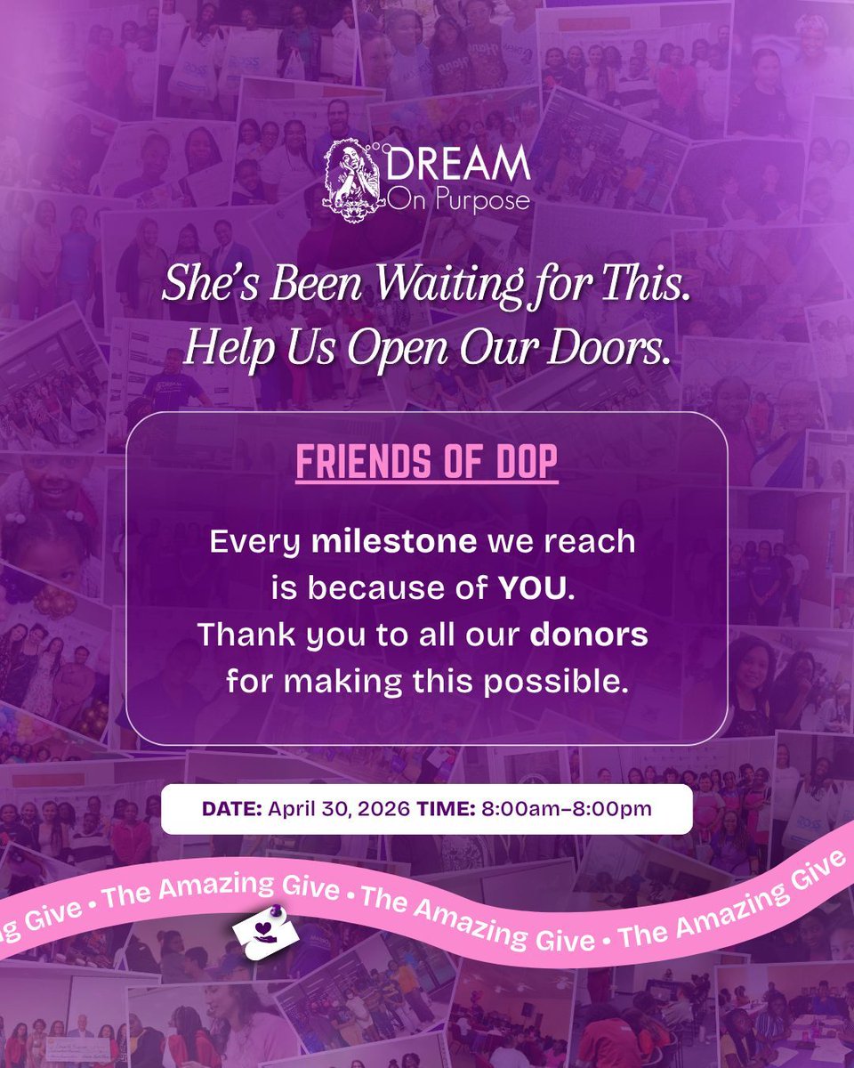 Grateful to every donor and sponsor who supported Dream on Purpose. 

You’re helping bring our first youth center for girls to life. 

Our Amazing Give page will remain LIVE until May 7th.
Help us open our doors: theamazinggive.org/organizations/…

#AmazingGive2026 #DreamOnPurpose #csr