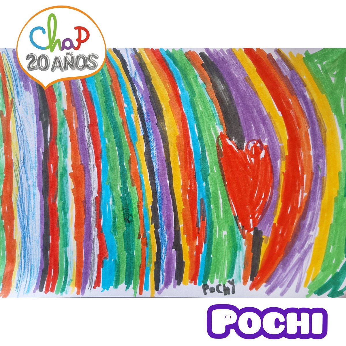 chap_ong's tweet photo. "Amor colorido" por Pochi. Al mejor estilo Marta Minujin, esta peque nos sorprendió con el uso del color! ❤️🌈 https://t.co/BVtLNSAAvI