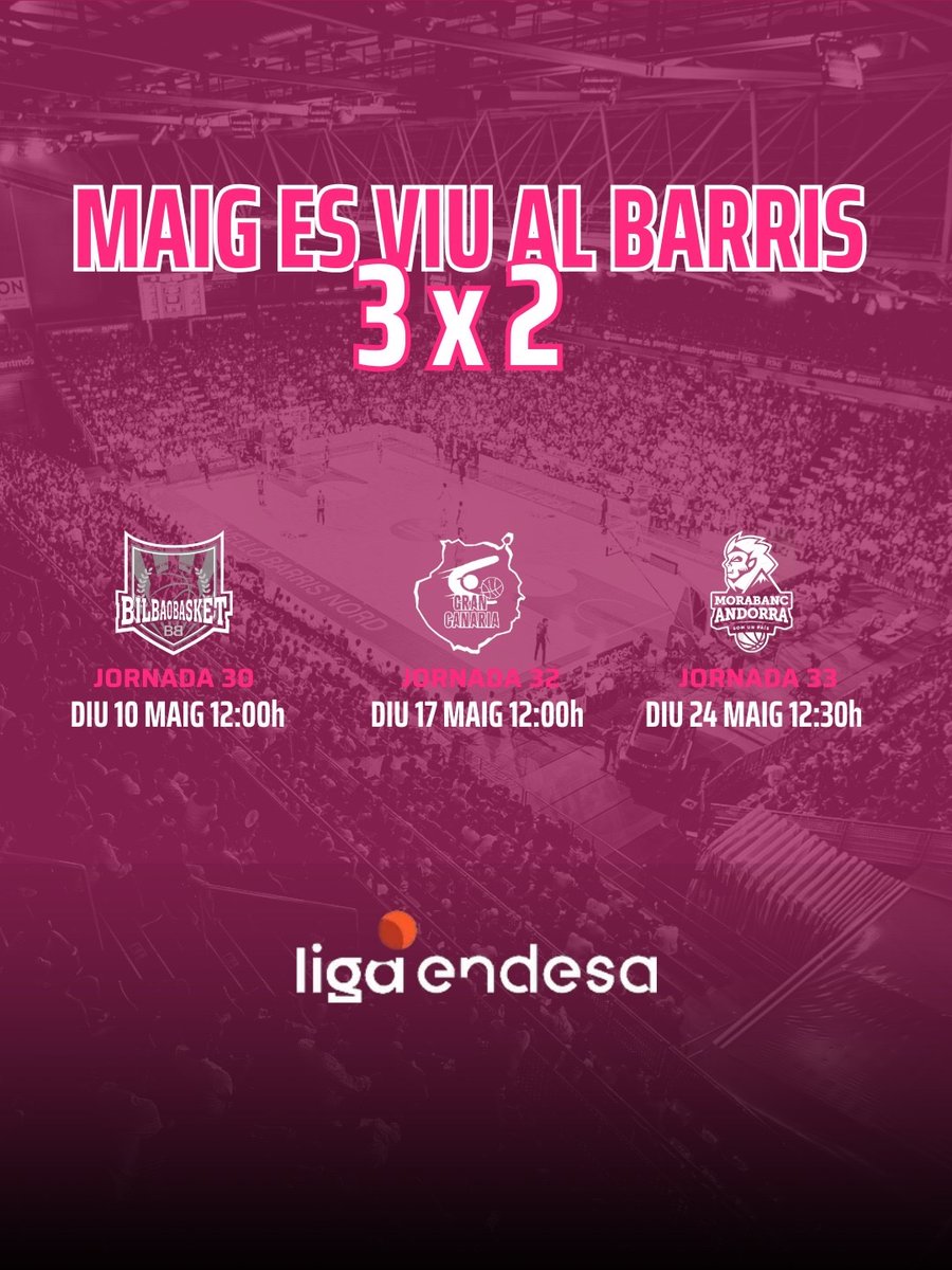 AVUI JUGUEM 😤 Avui, primer dels tres partits que queden al Barris.

Lot 3x2 disponible 🎟️ tuit.cat/12K94 

#MésUnitsQueMai⚔️ #HioposLleida #LigaEndesa #Lleida
