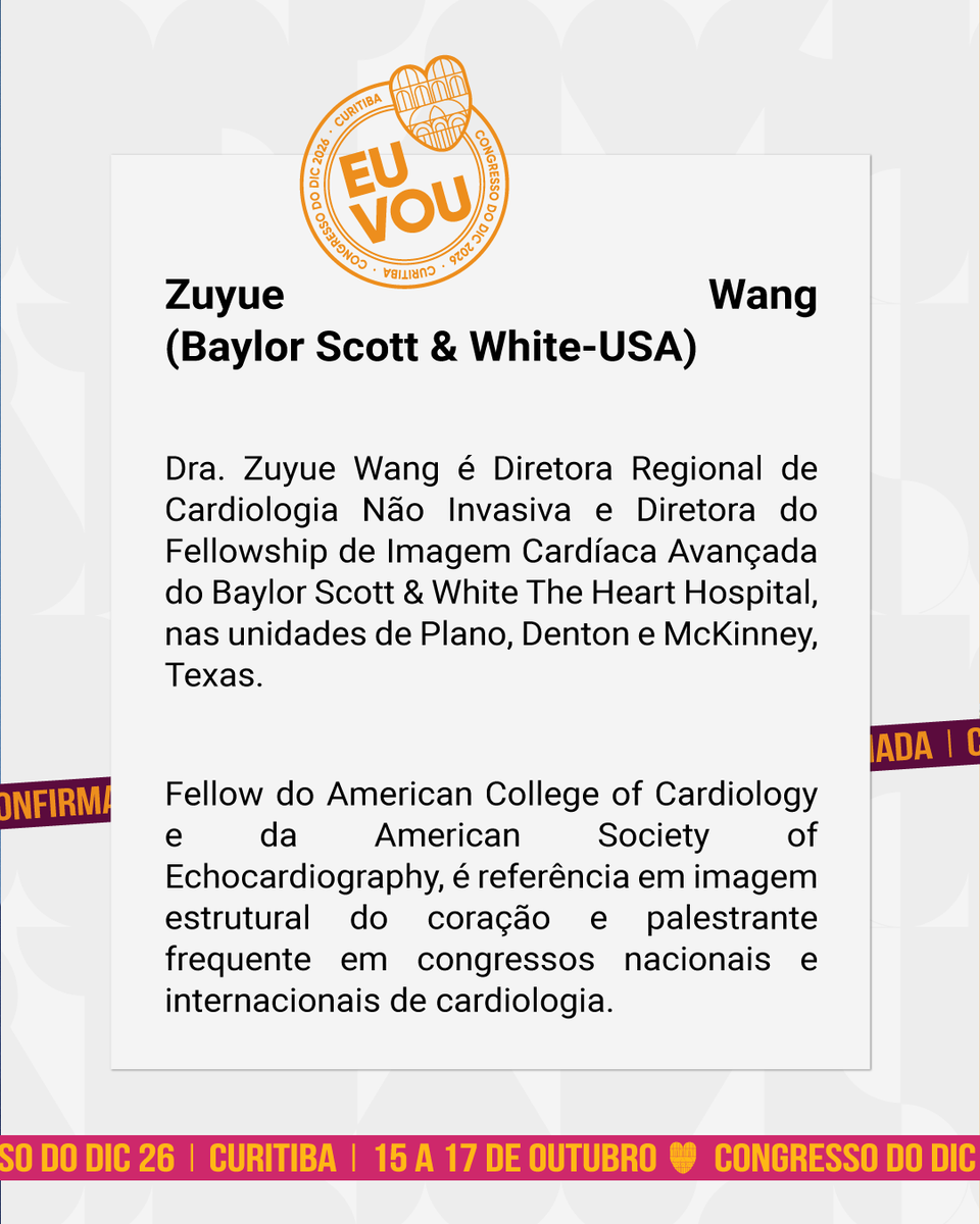 CongressodoDIC's tweet photo. A Dra. Zuyue Wang treina os próximos especialistas em imagem cardíaca avançada nos EUA.

Em outubro, ela está em Curitiba. No maior congresso de imagem cardiovascular da América Latina.

O que você faz com isso? #DIC26

https://t.co/tIbyHjxazp https://t.co/bs25iqrp29