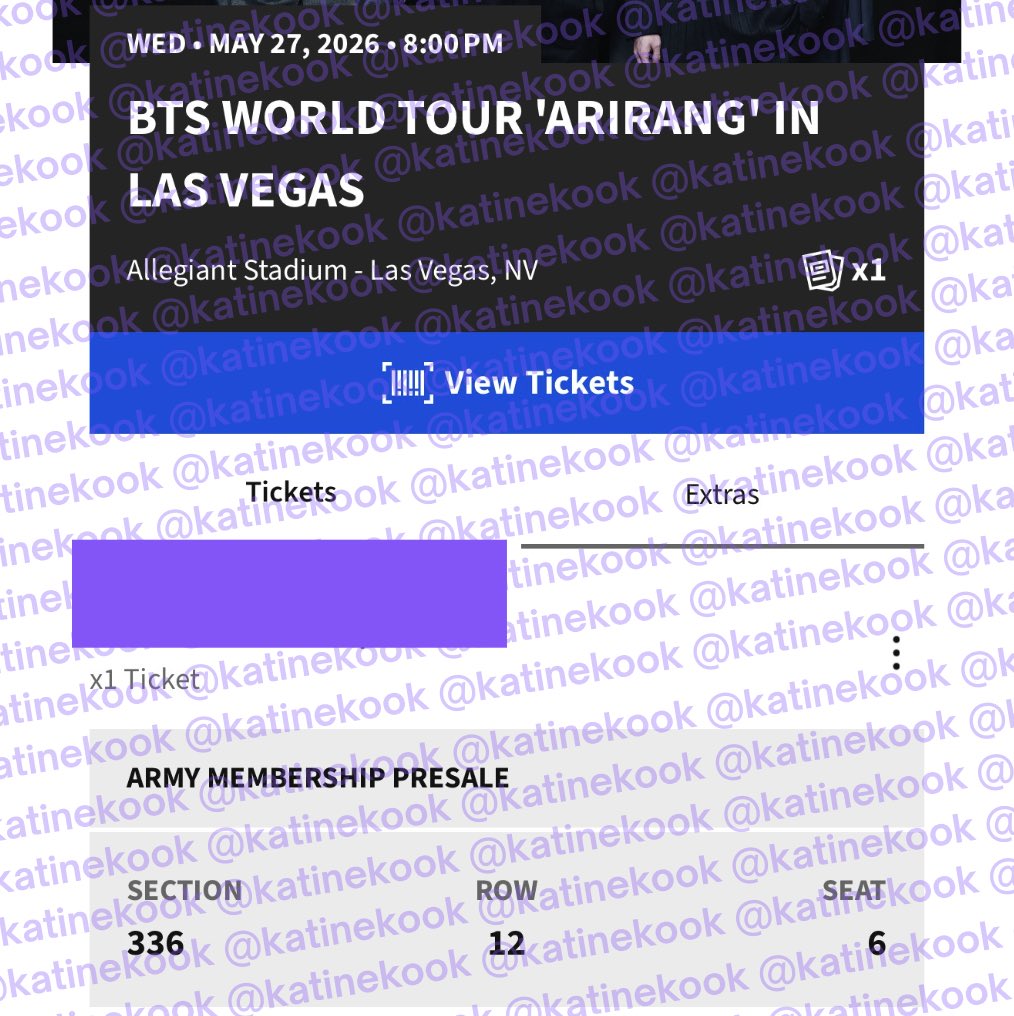 katinekoo's tweet photo. WTS LFB
BTS WORLD TOUR ARIRANG IN LAS VEGAS
May 27th (Wed)
Section 336, Row 12, Seat 6
$144, lower than FV
Also on Stubhub

RFS: conflict with work commitment https://t.co/FS2xQCcY4b