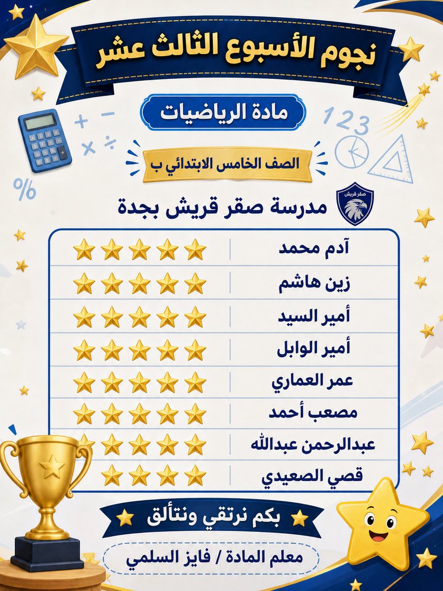 fayez_2023m's tweet photo. ⭐️⭐️⭐️⭐️⭐️
نجوم الأسبوع الثالث عشر https://t.co/NFRaPRJ4bL