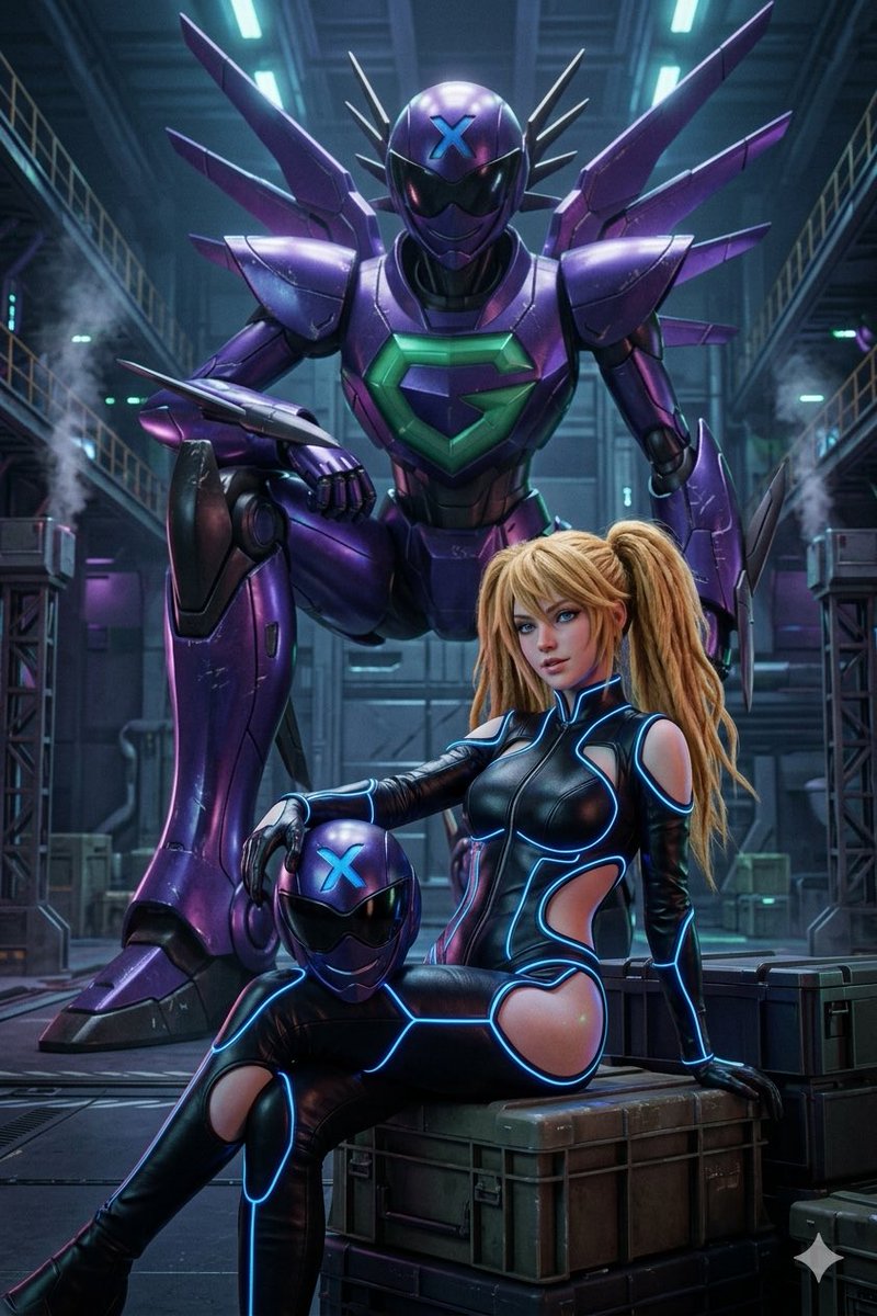 AI_nosnest's tweet image. #GROKROBO 

The blonde ace and her purple shadow. The third unit is ready for action.

#AIArt #AIArtwork #Cyberpunk #Mecha #SciFiArt #SilverHair #FemalePilot #生成AIで巣