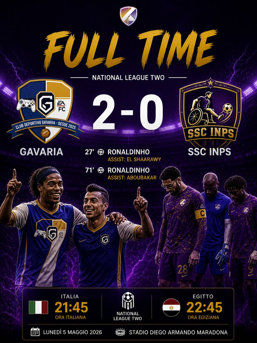 SSCINPS's tweet photo. Finale amaro per noi. 💔
SSC INPS cade 2-0 contro Gavaria in National League Two.
Una gara difficile, combattuta fino alla fine, ma che non ha premiato i nostri sforzi. Ora testa alta e si torna subito a lavorare per la prossima sfida
#MatchDay #Finale #SSCINPS #NationalLeagueTwo https://t.co/ZyRi07lXVm