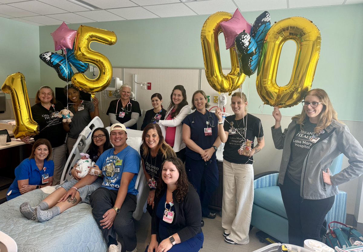 orlandohealth's tweet photo. Orlando Health Lake Mary Hospital is excited to welcome sweet baby girl Zoe into the world, our 1,500th baby born since opening January 2025! 👶✨Born on May 1, to proud parents Ashley and Ian, Zoe arrived weighing 5 lbs. 13 oz. https://t.co/axAqt05GXO