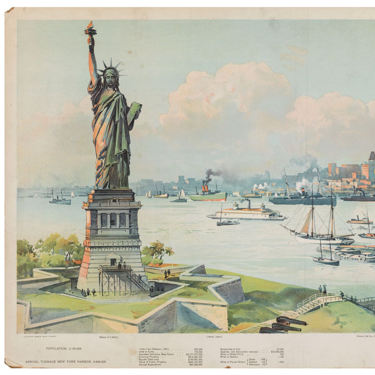SeaportMuseum's tweet image. This 1898 Charles Graham print helped promote the #GreaterNewYork consolidation–uniting #Manhattan, #Brooklyn, #Queens, the #Bronx, and #StatenIsland (despite strong opposition!).
See this vibrant chromolithograph in #MaritimeCity ✨ Fri–Sun, 11–5 bit.ly/x-maritime-city