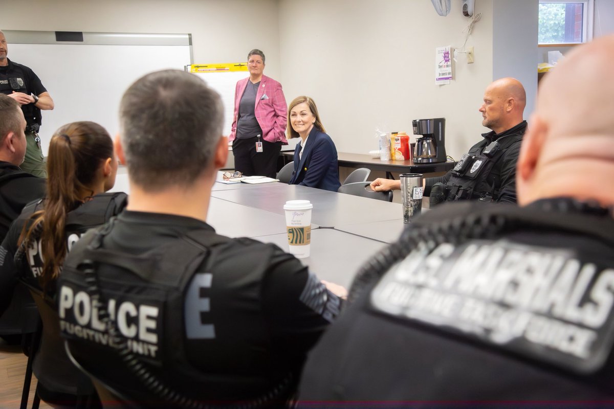 IAGovernor's tweet photo. Privileged to start my morning with @IowaCorrections’ High-Risk Unit. So grateful for the work these officers do to keep our communities safe! #PublicServiceWeek https://t.co/xllIOR5IEA