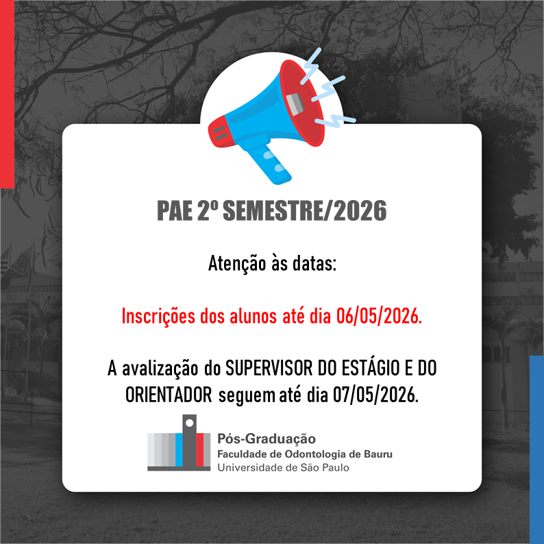 FobPos's tweet photo. Participe do PAE, o Programa de Aperfeiçoamento de Ensino.Uma experiência criada pela USP para aprimorar a formação didática do pós-graduando. As inscrições na FOB seguem até amanhã, no Sistema Janus.Os Orientadores e Supervisores tem até dia 07/05 para avalizarem as inscrições. https://t.co/Z8vlMP0C8x