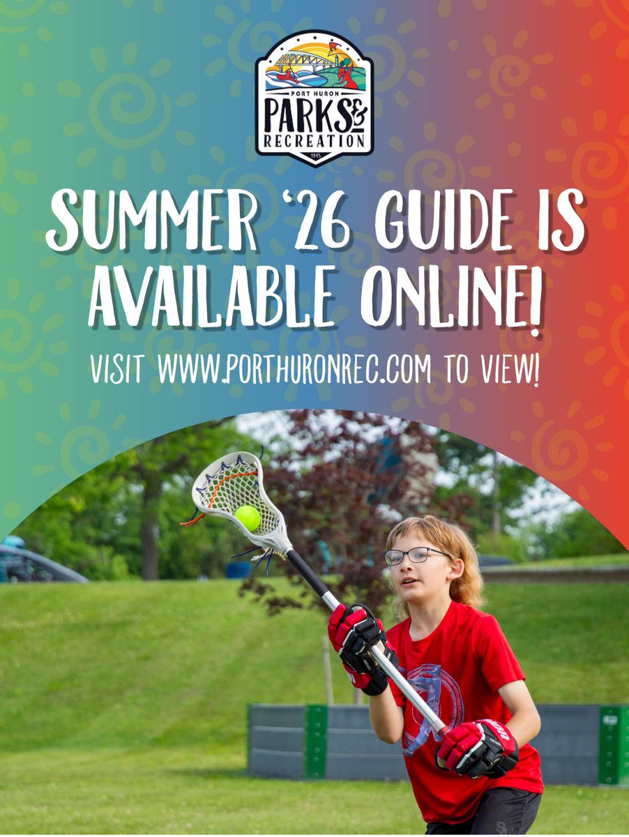 phrec's tweet photo. The 2026 Parks and Rec summer guide is online! To view the guide, please visit https://t.co/hAyqiPa0xu or drop by the Palmer Park Rec Center on Armour St. for a physical copy.

Registration for starts at 8 a.m. on May 7 for City of Port Huron residents. https://t.co/AmA1kEL3A5