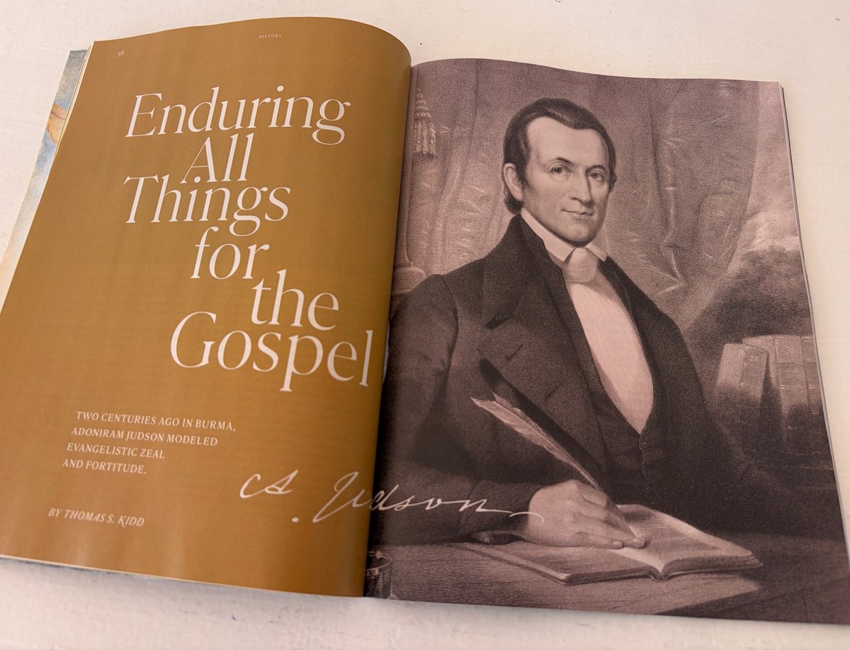 MikeBrooks's tweet photo. Great to see this article on Adoniram Judson from @ThomasSKidd in this month’s issue of @CTmagazine. Looking forward to the new Judson biography forthcoming with @crossway as well. https://t.co/rfrSj1zCyO