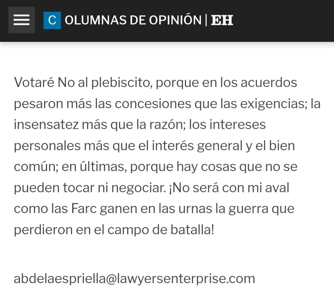 ReyOspina3's tweet photo. @PalomaValenciaL Paloma aqui dice NO Abelardo al proceso de paz, es un articulo Del Heraldo que duce sobre esto. https://t.co/yKrhwbWPws
