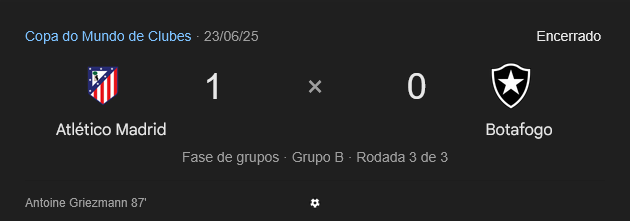 Isso aqui foi uma vergonha
Atletico de madrid é do tamanho do Vasco