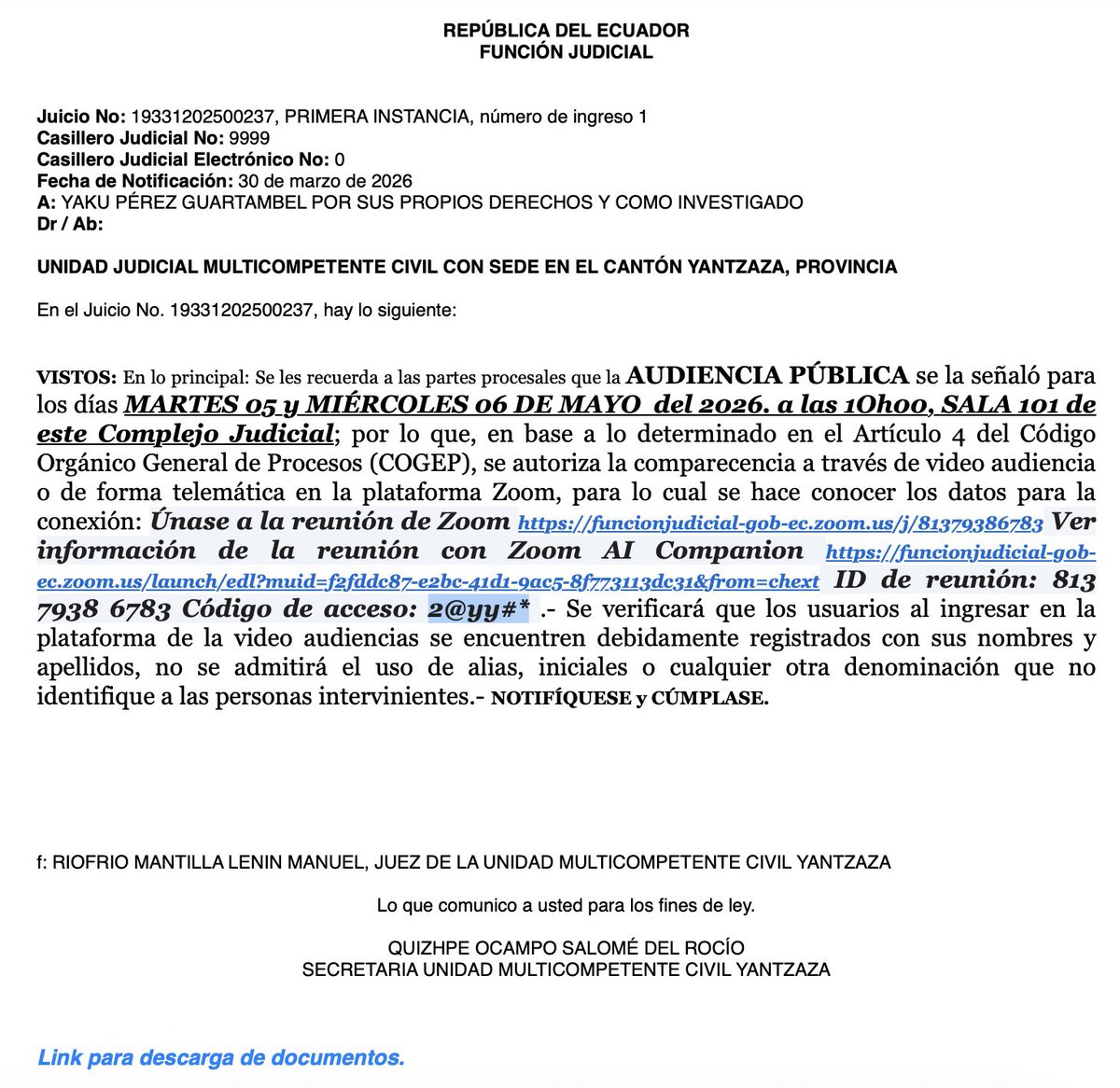 Yaku Pérez Guartambel tweet media