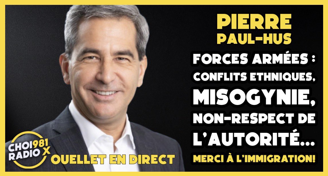 PierrePaulHus's tweet photo. Un rapport percutant fait état d’un problème majeur au sein des Forces armées canadiennes. J’en discute avec @FunkyPatricia et JC Ouellet. https://t.co/aIPyhQgLua https://t.co/Zm6457YZL9