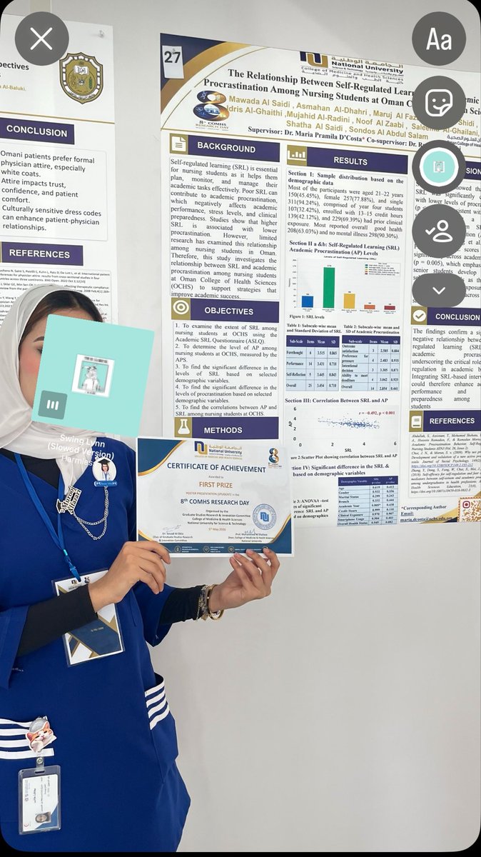 Mor8j's tweet photo. الحمدلله حمداً كثيراً طيباً مُباركاً فيه 
We are proud to have secured 1st place in the poster competition at National University’s Research Day, competing against 32 presenters from 7 different institutions across Oman 🇴🇲. https://t.co/204SLPEXUT