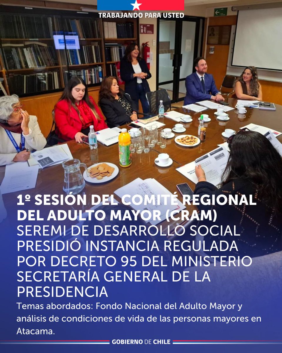 MDSAtacama's tweet photo. Mejorar las condiciones de vida de las personas mayores es una tarea que nos convoca a todos 🤝
☝🏻Hoy se desarrolló la 1º Sesión del Comité Regional del Adulto Mayor, presidido por nuestra Seremi Jéssica Gómez.
¡Seguimos trabajando por la Generación Dorada!
#TrabajandoParaUsted🇨🇱 https://t.co/mTSZgCcuCp