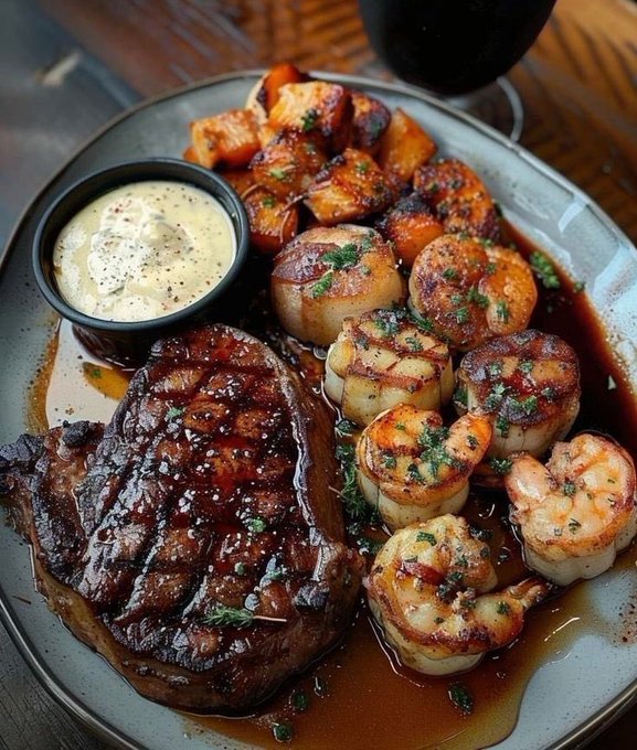 FoodPleaser's tweet photo. Steak, Shrimp, and Scallops https://t.co/LaVMErbxdR