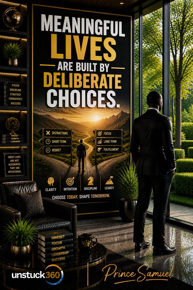 sammydegra825's tweet image. Meaningful lives are built by deliberate choices.

Small decisions create big outcomes.

#Unstuck360 #PrinceSamuel #Mindset #Purpose #Growth
