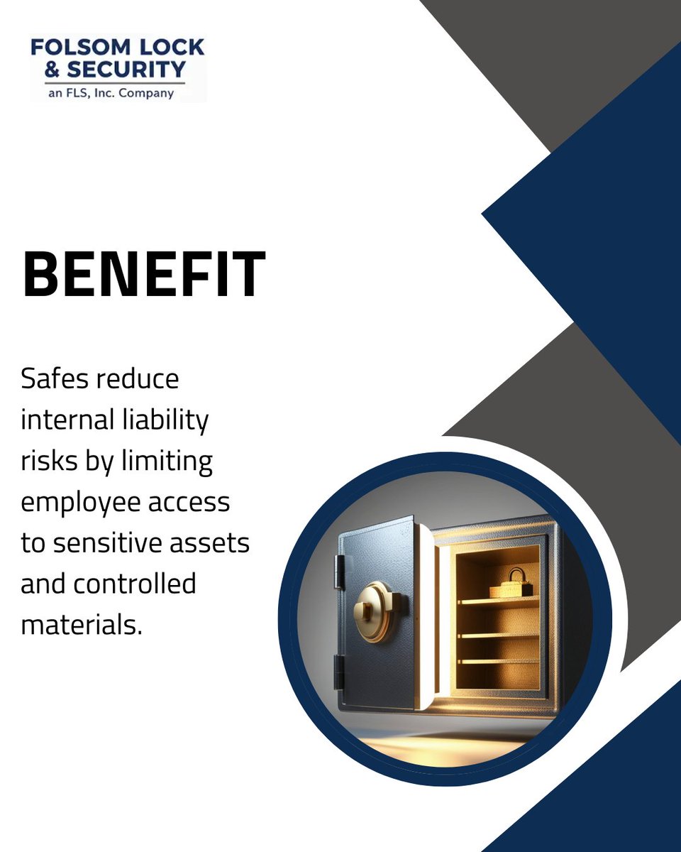 FolsomLocks's tweet photo. Safes reduce internal liability risks by limiting employee access to sensitive assets and controlled materials.

#InternalAssetProtection #SecureStorageSolutions #CommercialSafeBenefits #ControlledAccessStorage #WorkplaceSecurityPlanning https://t.co/wAJ9XlToI9