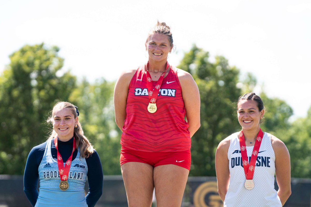 UDWomensTF_XC's tweet photo. Three Events and Three Medals 👌
Rebekah Conrad recorded an amazing 26 points over the weekend at the A-10 Championships!
🥇 Discus- 47.41m (PR)
🥇 Shot Put- 13.76m (PR)
🥉 Hammer Throw- 56.35m (PR)
#UDTF // #GoFlyers ✈️ https://t.co/22ugdW7fYs