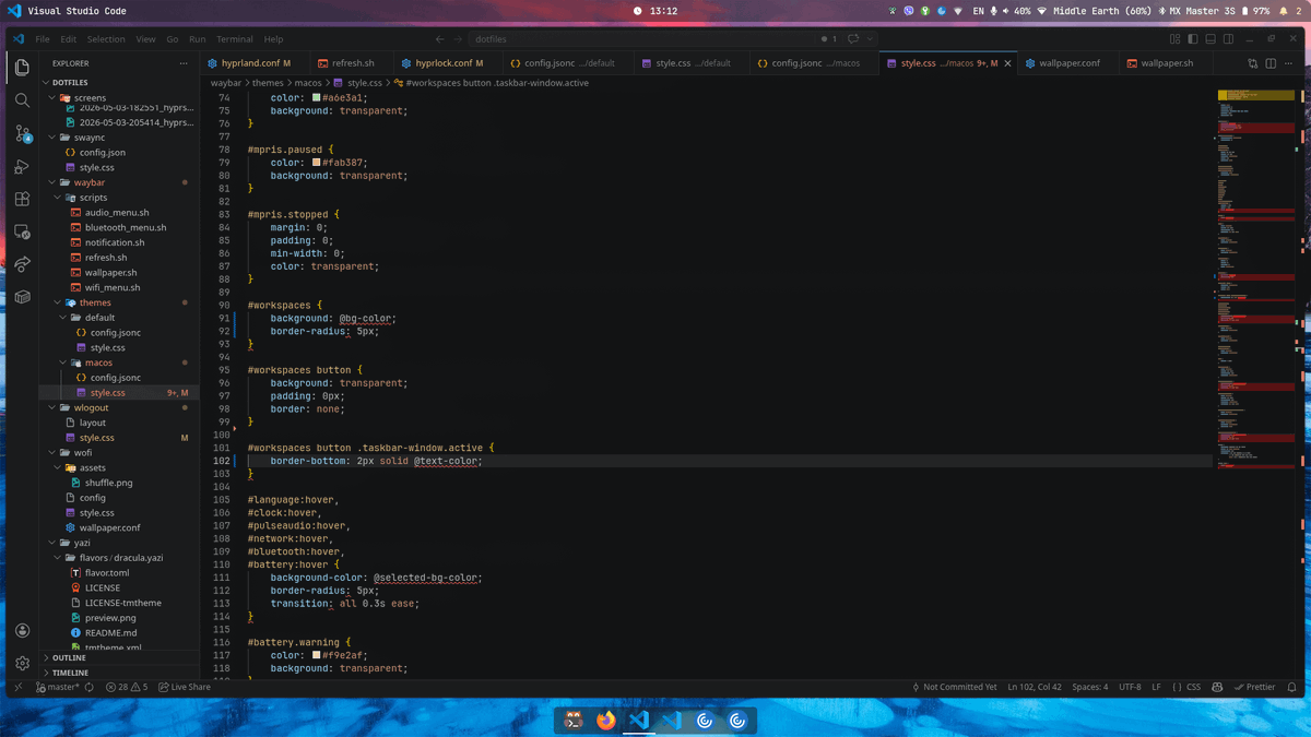 Hyprland] Added a new macOS-inspired waybar theme to my hyprland