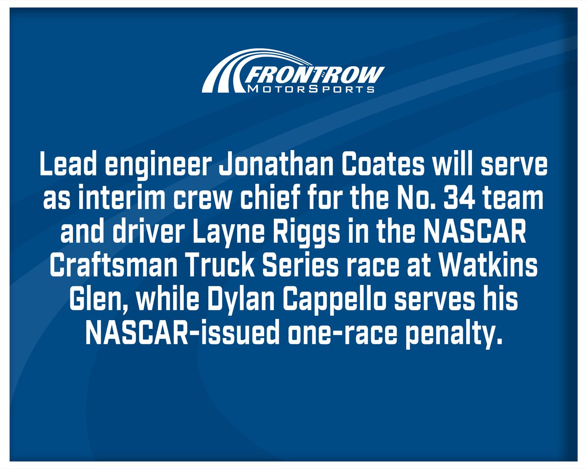 FRM won't appeal the lug nut suspension to its crew chief and will have ...
