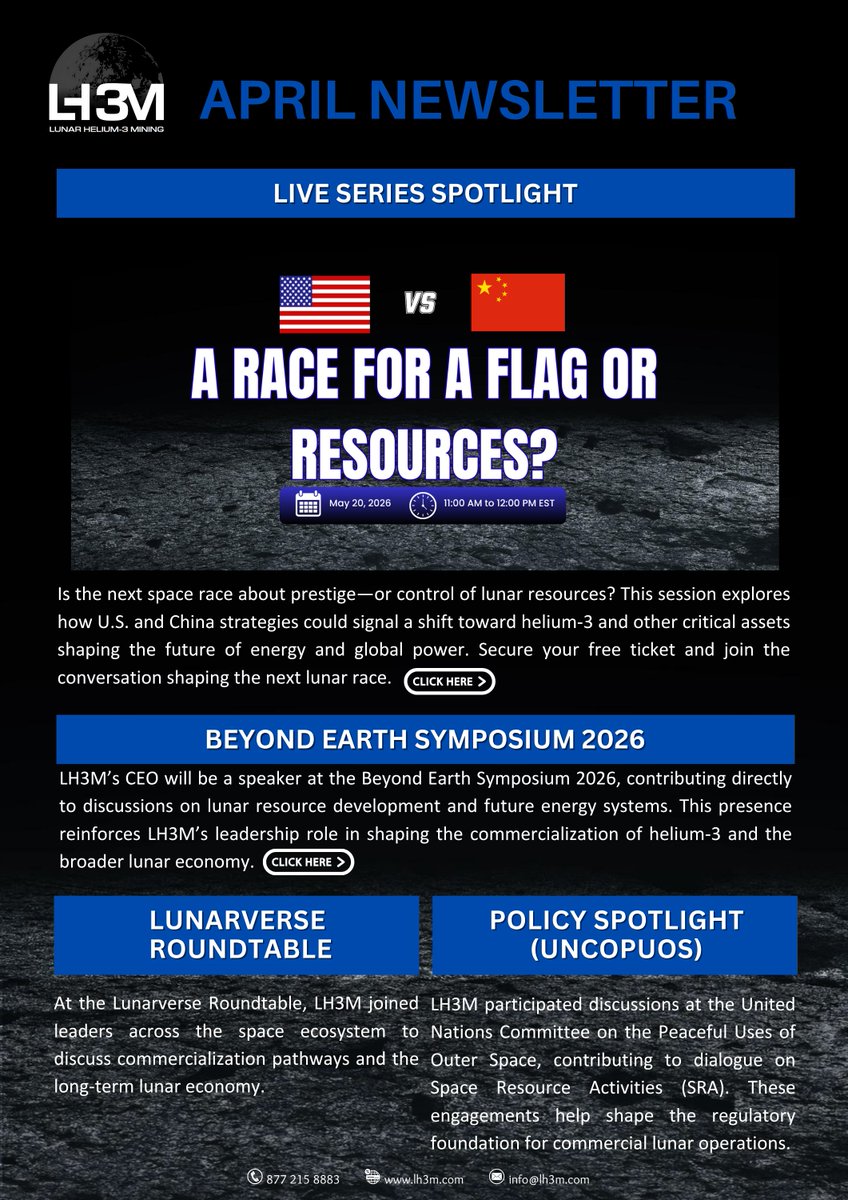 LH3M_LLC's tweet photo. LH3M April in review
We’re preparing to launch our Series A Capital Raise, expanding our patent portfolio, and continuing to engage in the conversations shaping the future
We share what’s happening each month. Join our updates:
https://t.co/P3Iuvb2ht4
#Helium3 #LH3M #DeepTech https://t.co/KZd3RIPIGO