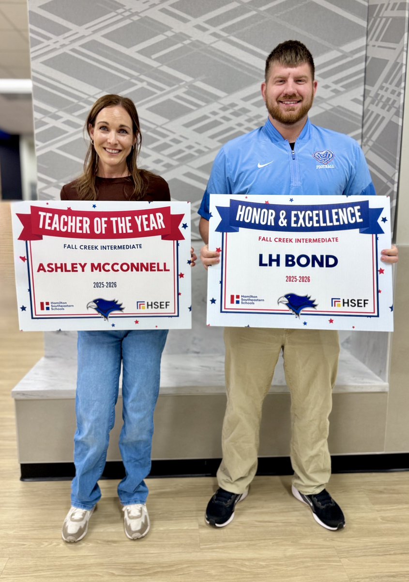 FCIFalcons's tweet photo. Congratulations to our Teacher of the Year ~ Mrs. McConnell and our Honors &amp; Excellence winner ~ Mr. Bond!!   We are so proud of and thankful for you!!!#FalconPride https://t.co/JoQouXUSgq