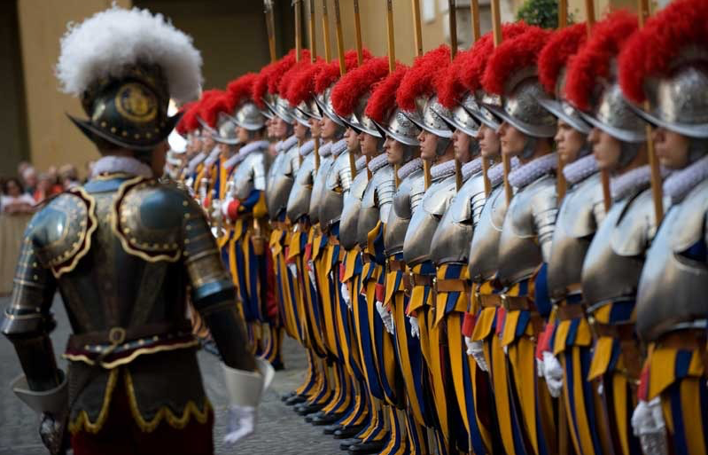 On this date in 1527, 147 Swiss Guards died on the steps of St. Peter's Basilica staving off Habsburg troops during the Sack of Rome, enabling the escape of Clement VII. In commemoration of the bravery of the Stand of the Swiss Guard, this is the date new recruits are sworn-in.