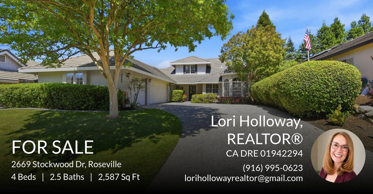 loriholREALTOR's tweet photo. 📍 For Sale 📍 Take a look at this fantastic new property that just hit the market located at 2669 Stockwood Dr in Roseville. Reach out here or at (916) 995-0623 for more information!

Listed by Brad Kirby

Lori Holloway, REALT... https://t.co/2o2NpGvtRN https://t.co/mfmhmhT7ql
