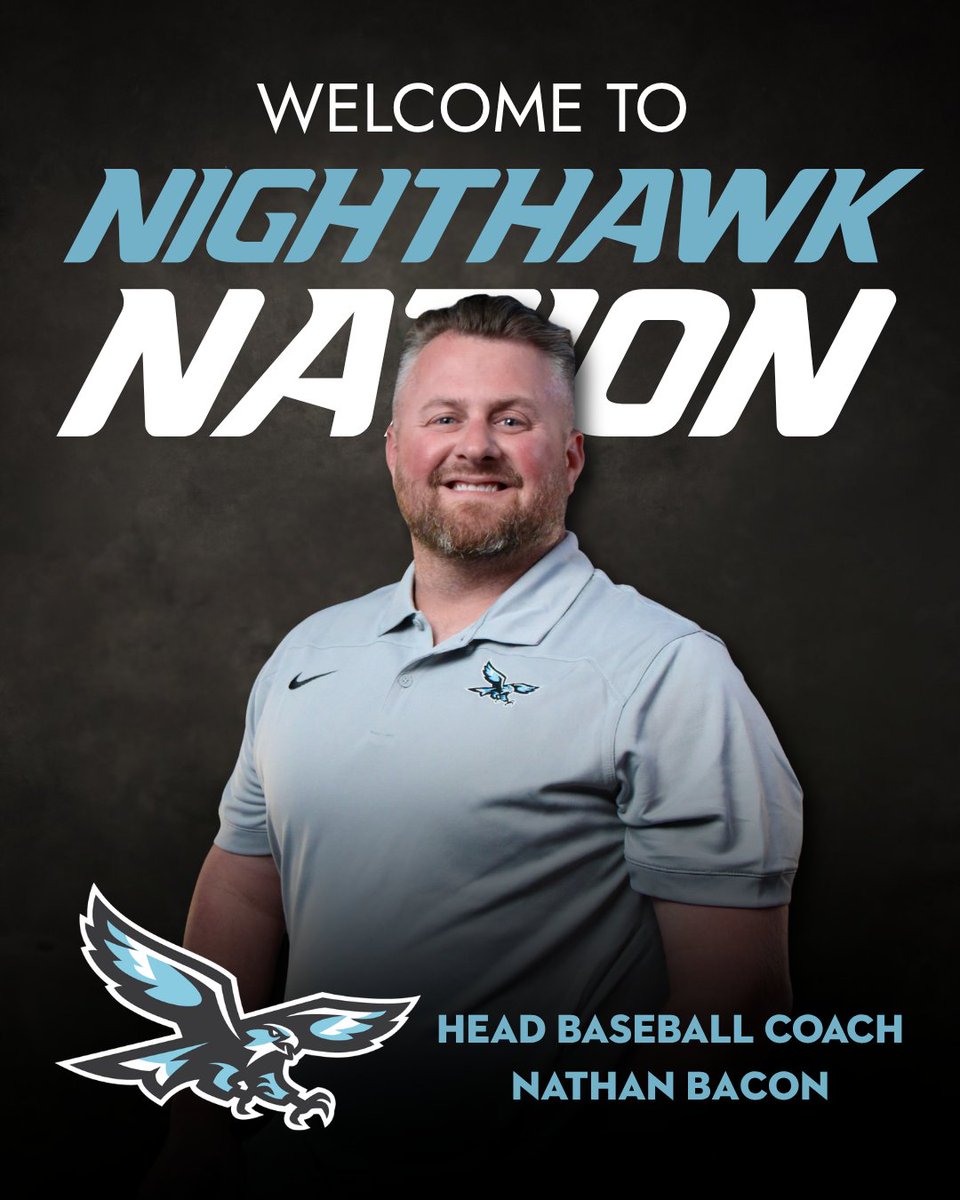 NPC_Nighthawks's tweet photo. Nathan Bacon named Head Baseball Coach at National Park College ⚾️🦅

“Excited and honored… ready to build a culture of success on the field, in the community and in the classroom.” Read more at https://t.co/694GtdhqVL #NPCHawks #NJCAA #ThisIsNPC https://t.co/0cPKlIVHMK