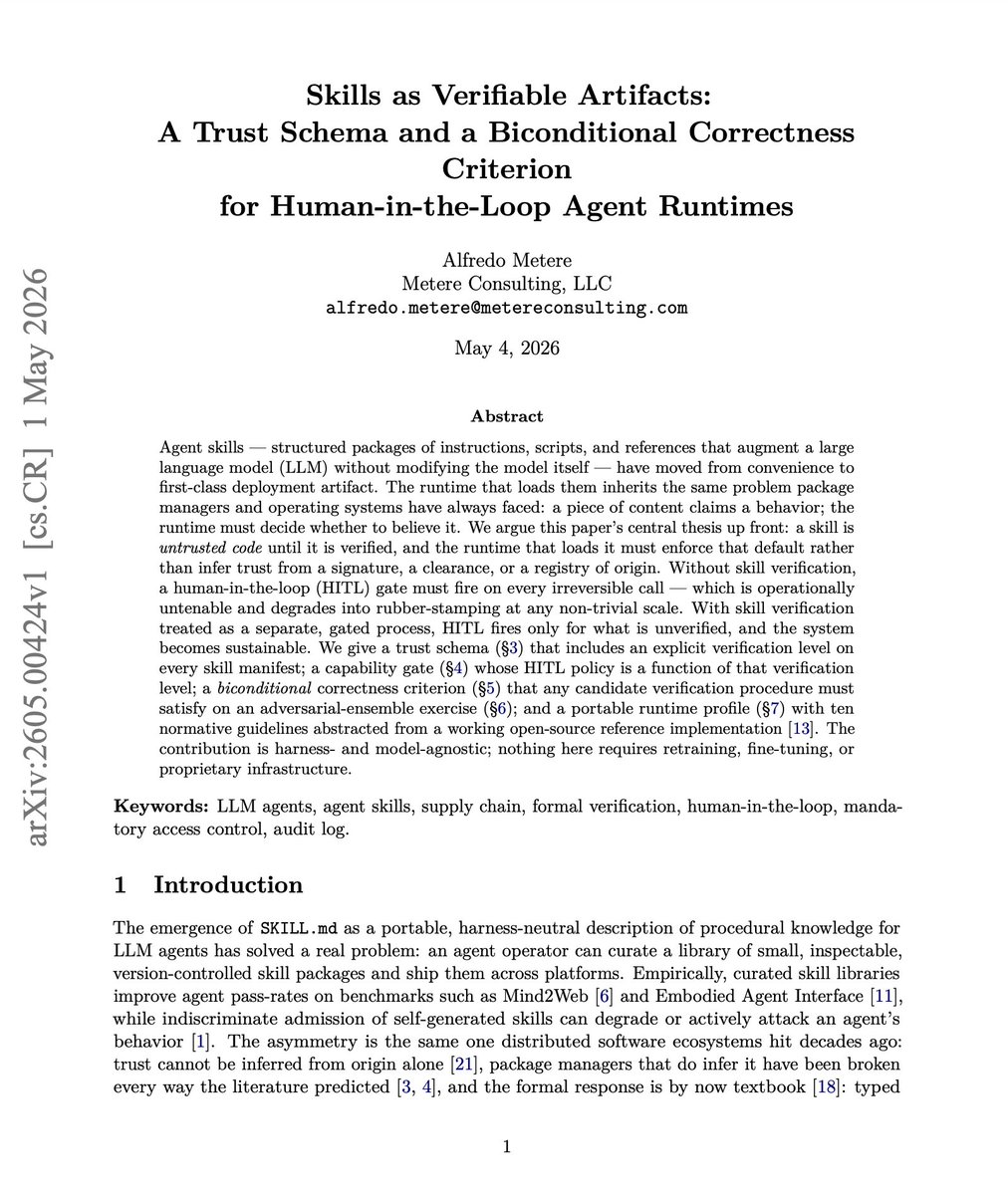 Skills as Untrusted Code: A Security Precedent for Agent Runtimes