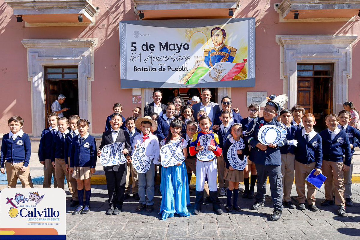 MpioCalvillo's tweet photo. El Gobierno de Calvillo conmemoró con un acto cívico el 5 de Mayo, Día de la Batalla de Puebla. https://t.co/lLv7d4DeqL