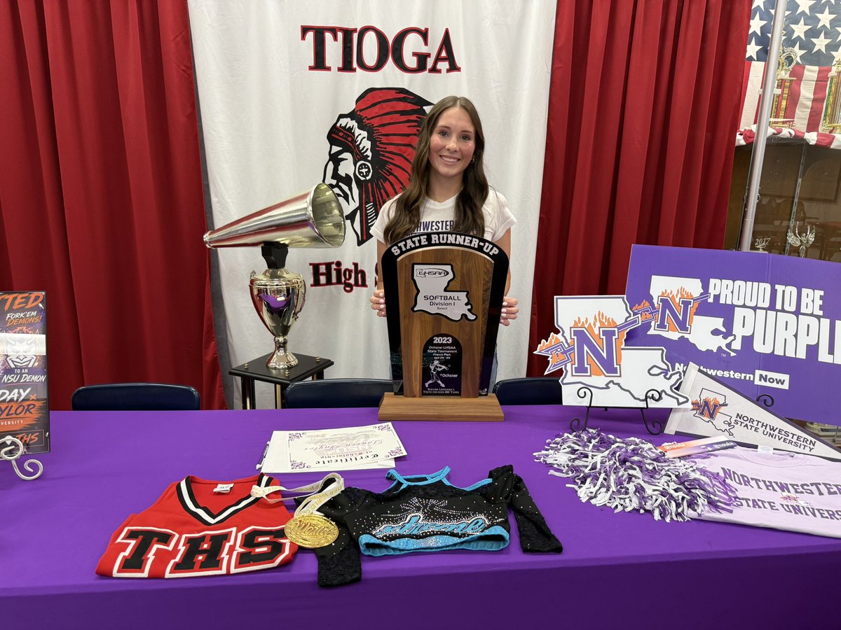TiogaSoftball's tweet photo. Today, we celebrated Lauren signing with NSU cheer! Congratulations LT!! 😈 https://t.co/YKBudY2ujt