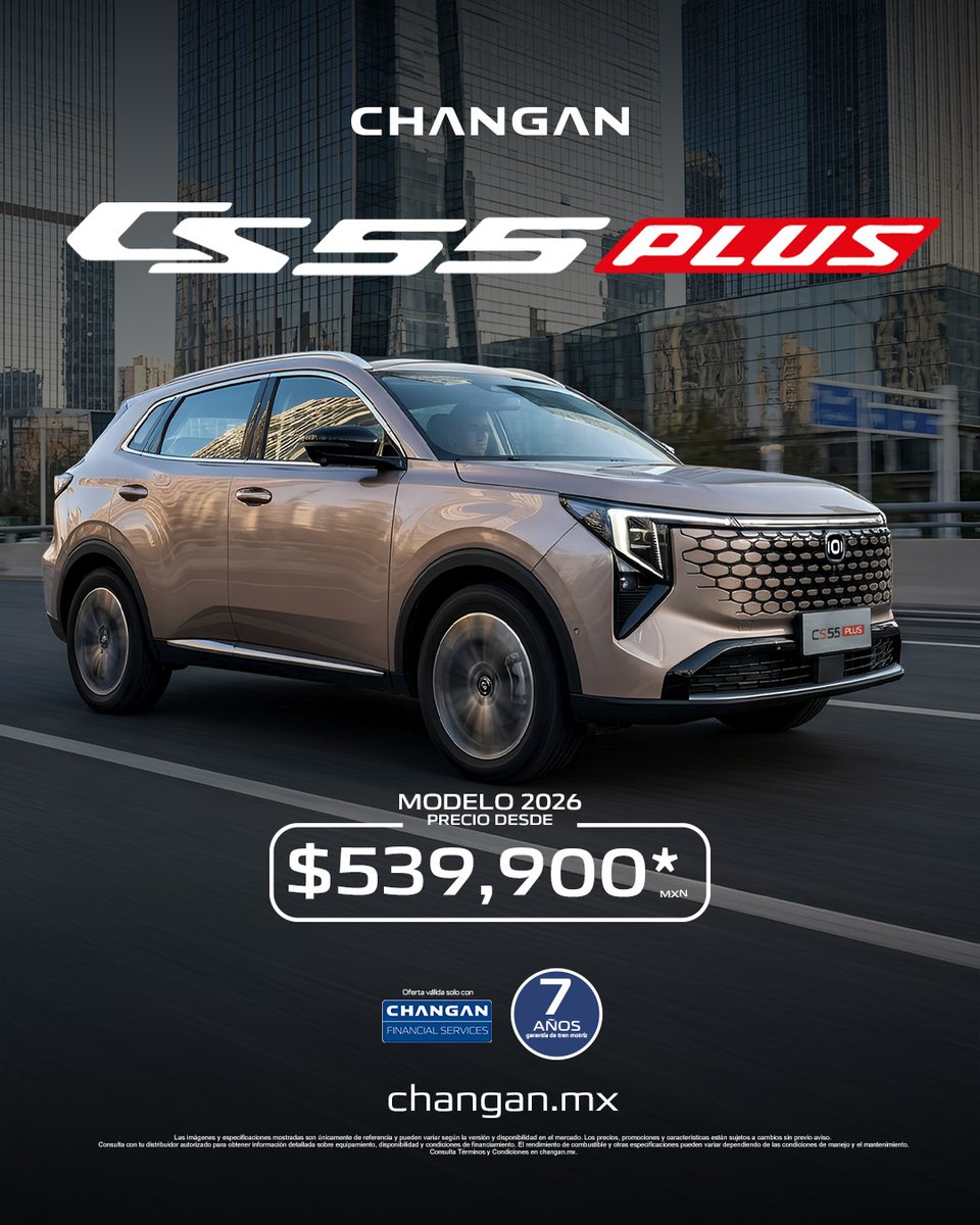 Es momento de estrenar tu Changan. 🚗
Aprovecha bonos exclusivos y precios especiales.
Promoción por tiempo limitado. ⏳