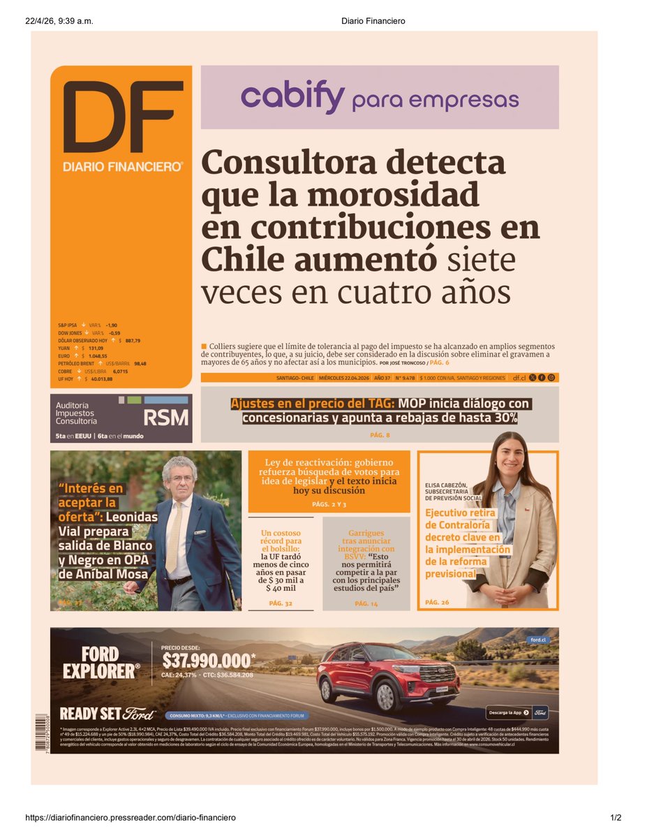 ColliersChile's tweet photo. La deuda por contribuciones en Chile se disparó en los últimos años y la morosidad ya alcanza niveles históricos.
¿El sistema actual está llegando a un límite?
En @DFinanciero , Ana López, consultora de Colliers Chile, analiza el impacto que esta situación podría generar en municipios, contribuyentes y futuras políticas sobre el impuesto territorial.
