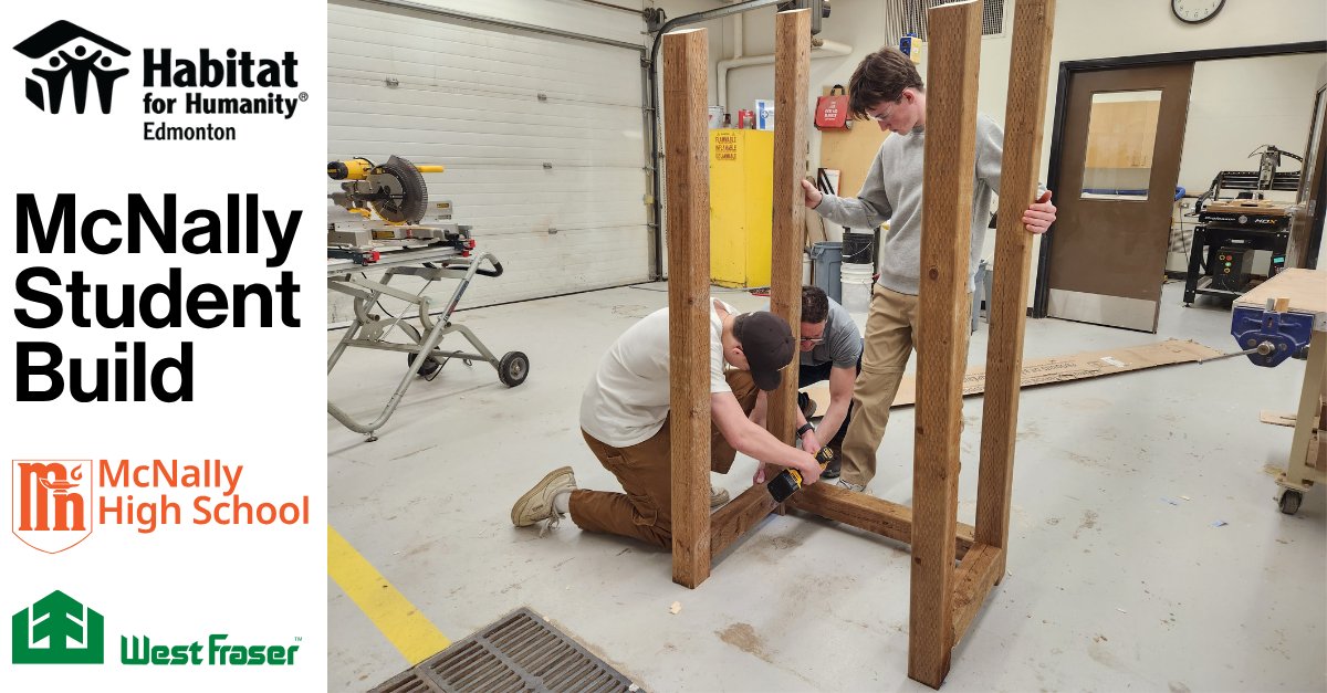 Habitatedm's tweet photo. The McNally Student Build is still well underway, and students in the construction program are hard at work!

The build wraps up in June with the end of the school semester, and we look forward to sharing another update once these projects are available in our ReStores! https://t.co/COP0CxVuIn