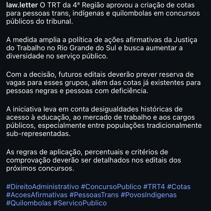 E segue o fascismo woke e o soterramento do príncipio da igualdade perante a lei. 

Essa gente objetivamente detesta o mérito, e na verdade querem organizar o país sob a égide de sua tabela de vitimisno. 

Mas evidentemente não se incluem na cota de “opressores”. 

Todos os