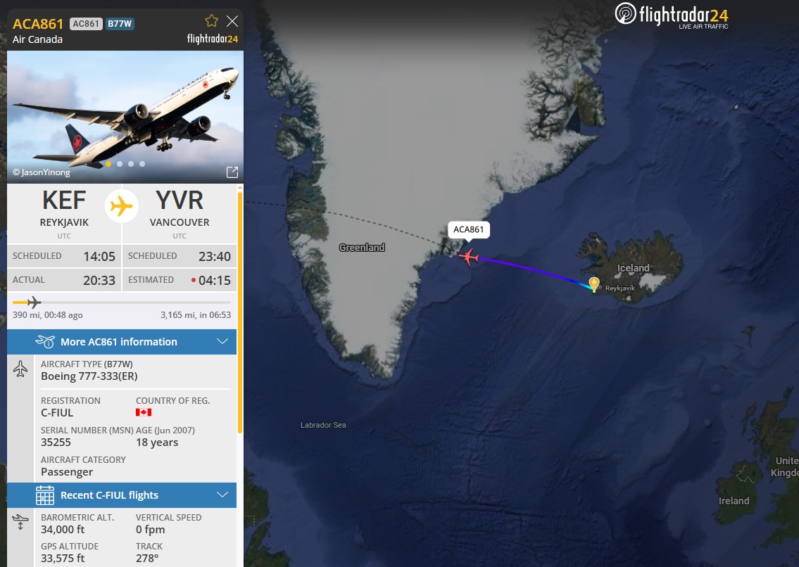 AirportWebcams's tweet image. LIVE: Air Canada #AC861 London/Heathrow to Vancouver (Boeing 777-300ER C-FIUL) is now continuing from Keflavik after an earlier diversion. Track: flightradar24.com/ACA861/3f8df3f4

LHR: airportwebcams.net/london-heathro…
YVR: airportwebcams.net/vancouver-inte…

#avgeek #aviation #airport