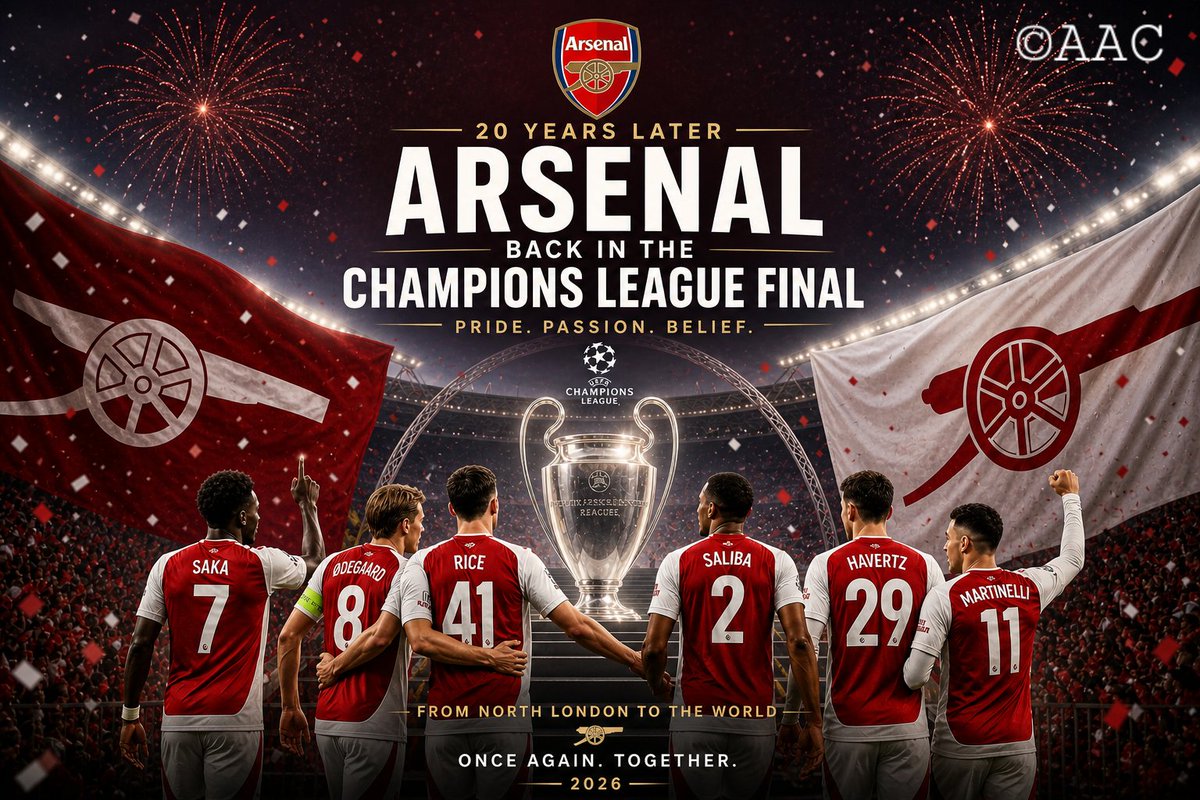 After 20 Years of Hope, HeartBreak, and Belief...
<a href="/Arsenal/">Arsenal</a> are back in the Champion League Final.

#COYG #UCL #Gunners #AFC #NorthLondonForever