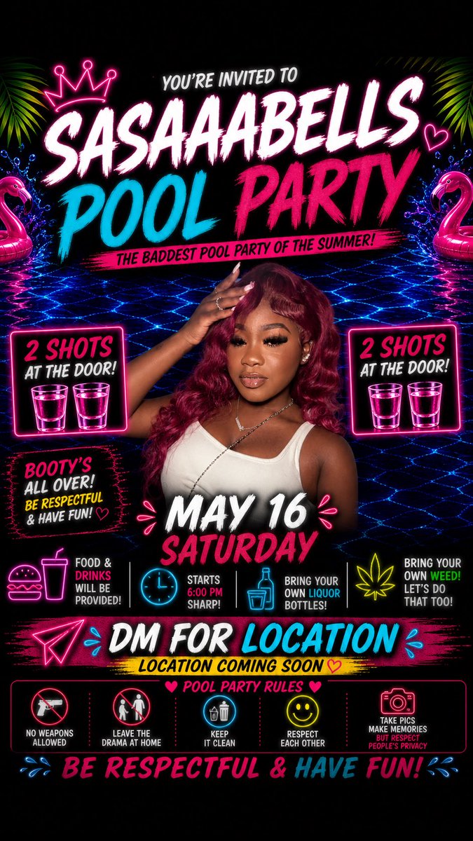 SASAWEEK 👅 
Biggest Party May 16 !!! Bring All The Big Booty Bad Bitches &amp; All The Rich Fine Niggas “WGFT” 😹🤣😝