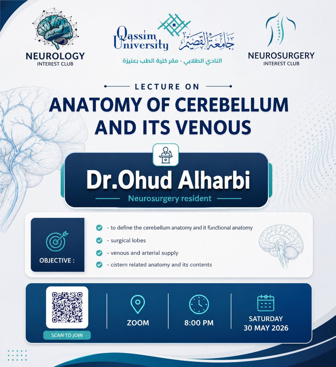 OhudTurki's tweet photo. I am pleased to continue the #TeachMe series with a presentation on cerebellum anatomy on May 30 via Zoom 🧠 https://t.co/1QvHLkGMhI