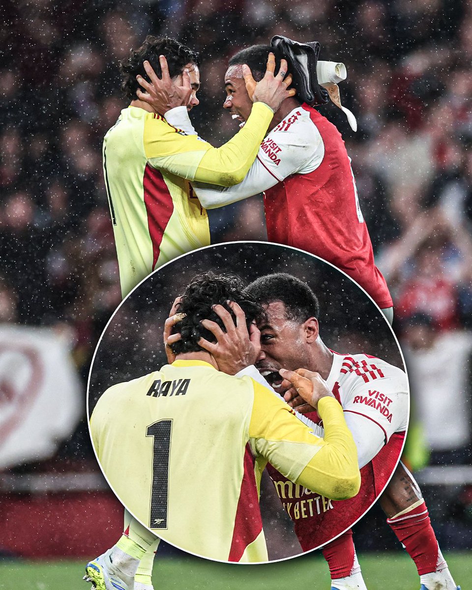 The moment David Raya and Gabriel Magalhães realised Arsenal had reached the Champions League final 💪