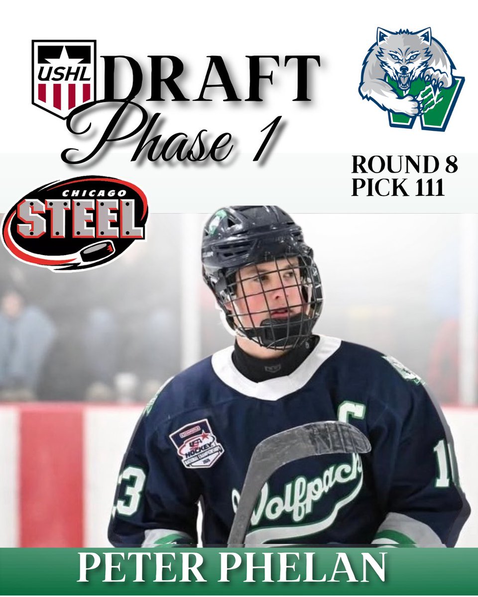 wolfpackhcky's tweet photo. Congrats @peter_phelan13 and family on their selection in the 2026 USHL Phase 1 Draft 🐺💙

#WolfpackDrafts https://t.co/Wmb17y9N9S