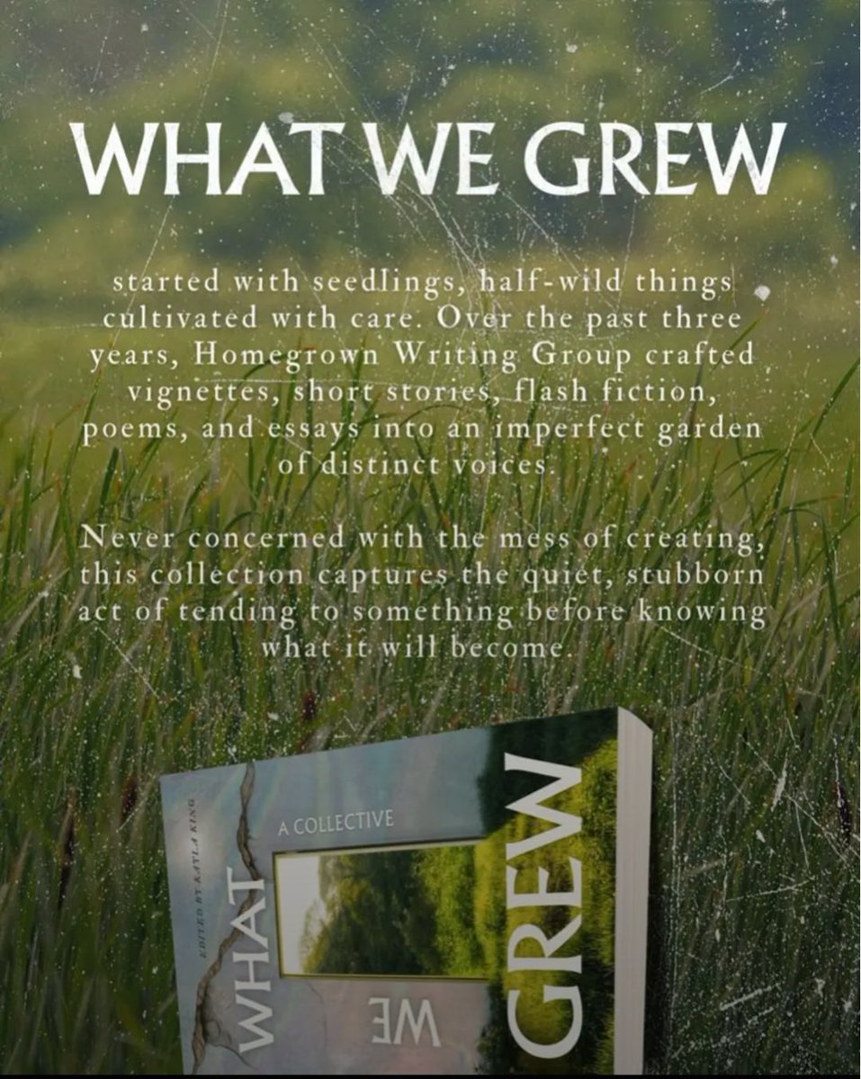 AllianceLSkyl's tweet image. I'm so unbelievably excited to finally show this off, my little hometown writing group is finally publishing our own collective!!! I can't wait to share this with y'all, so stay tuned!
#booktwt #whatwegrewcollective #writingcollective